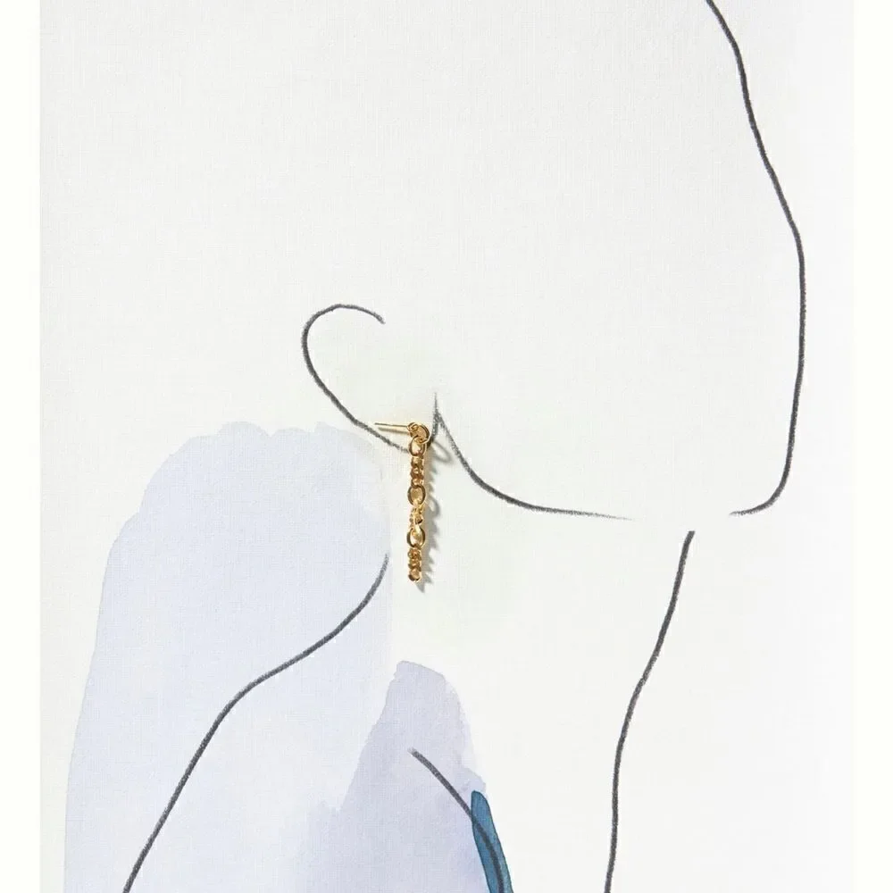 New Anthropologie x Cloverpost Jaden 14K Gold Chain Earrings